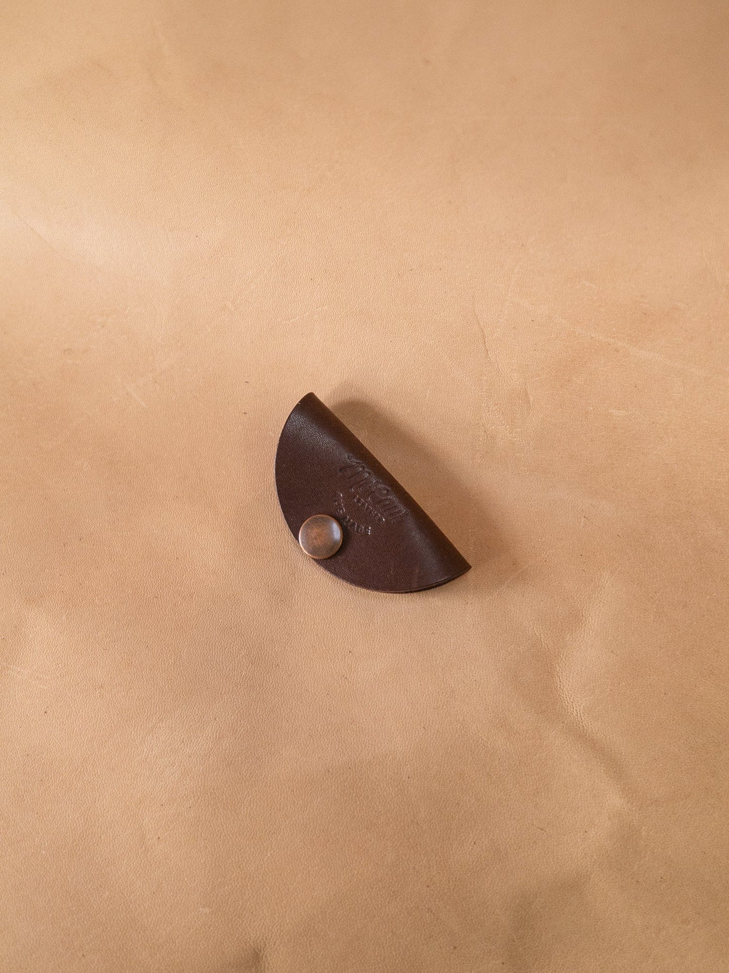 The Real McCaul Leathergoods Dark Brown Headphone/Cord Holder Australian Made Australian Owned