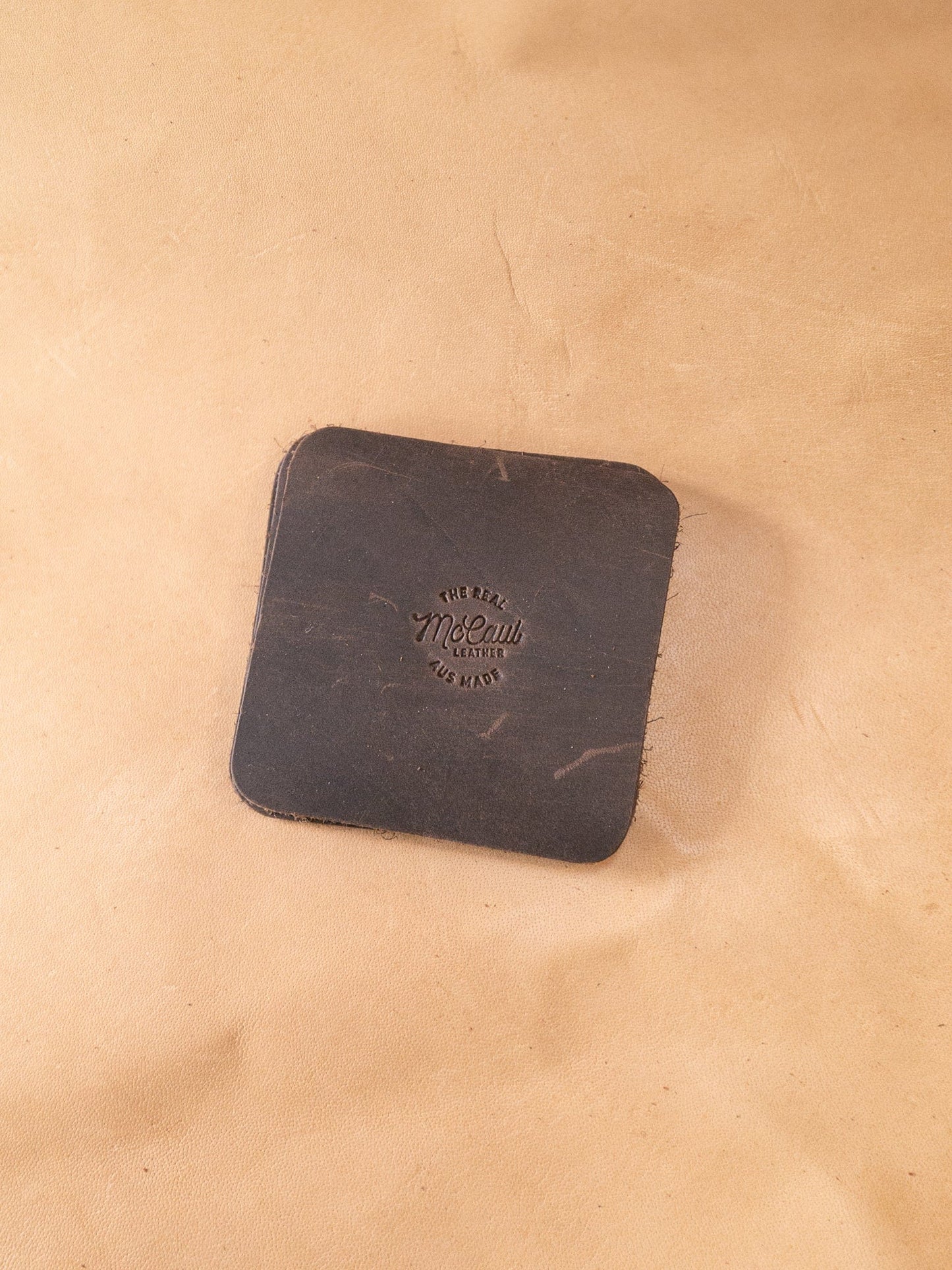 The Real McCaul Leathergoods Gift Rustic Coasters - Square - Set of 6 Australian Made Australian Owned Leather Coaster Set (6) Made In Australia