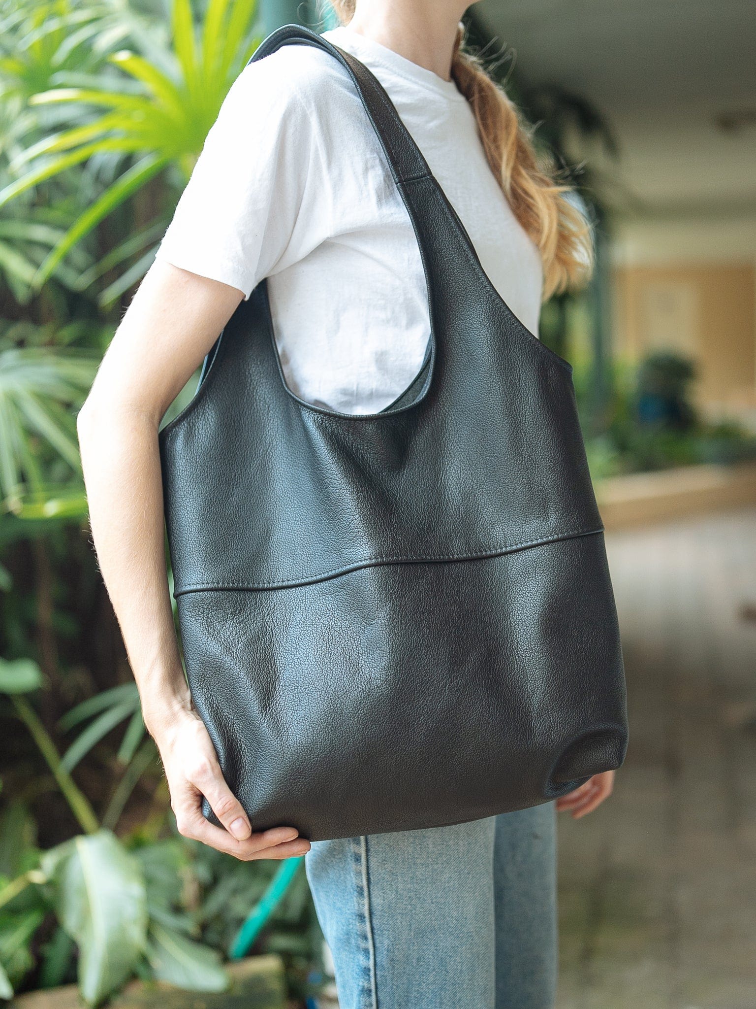 Slouchy tote bag leather Outlet