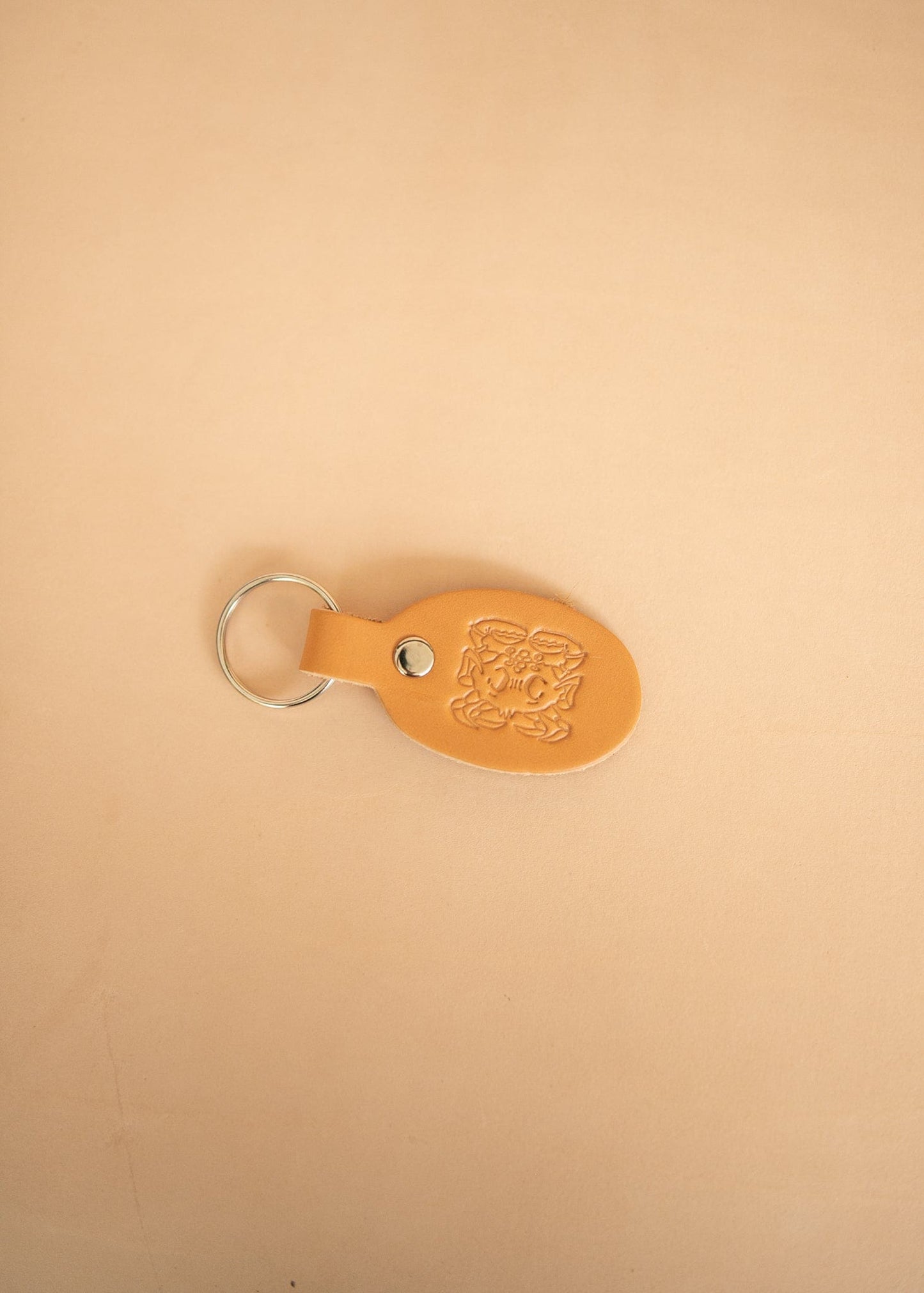 The Real McCaul Leathergoods Keyring Cancer Keyring - Zodiac Horoscope Star Sign - Natural Australian Made Australian Owned Horoscope Zodiac Star Sign Keyring Leather Made in Australia