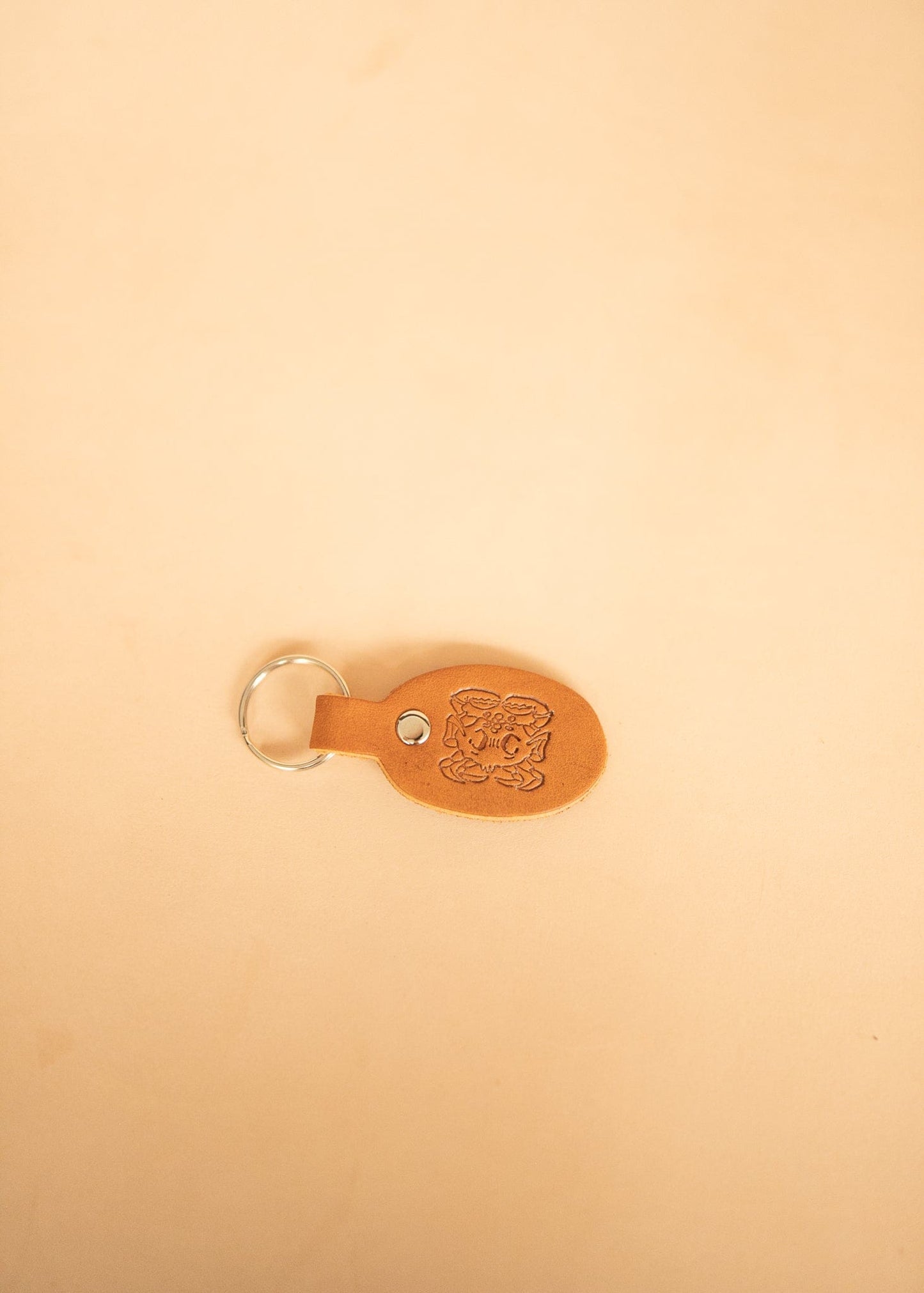 The Real McCaul Leathergoods Keyring Cancer Keyring - Zodiac Horoscope Star Sign - Tan Australian Made Australian Owned Horoscope Zodiac Star Sign Keyring Leather Made in Australia