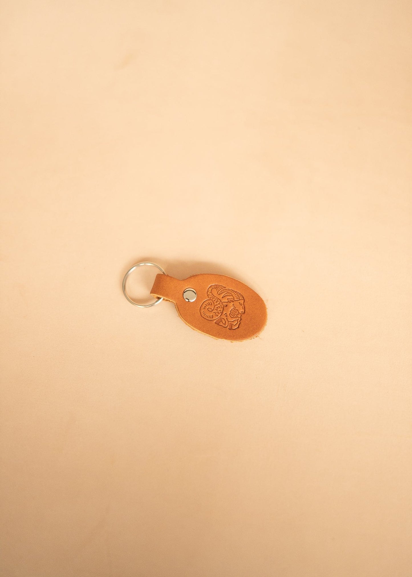 The Real McCaul Leathergoods Keyring Capricorn Keyring - Zodiac Horoscope Star Sign - Tan Australian Made Australian Owned Horoscope Zodiac Star Sign Keyring Leather Made in Australia