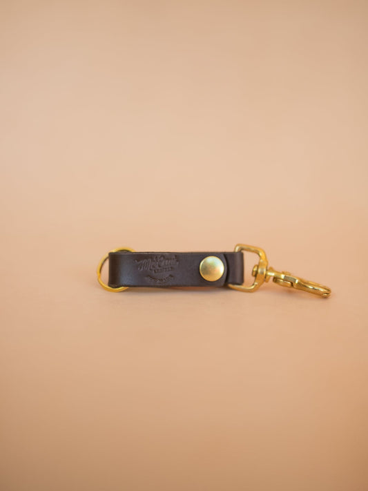 The Real McCaul Leathergoods Keyring Dark Brown Mini Belt Loop Key Chain Holder Australian Made Australian Owned Leather Key Fob Holder Belt Hook Made In Australia