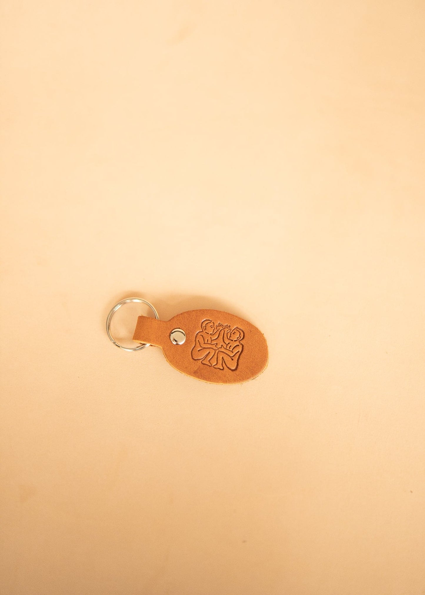 The Real McCaul Leathergoods Keyring Gemini Keyring - Zodiac Horoscope Star Sign - Tan Australian Made Australian Owned Horoscope Zodiac Star Sign Keyring Leather Made in Australia