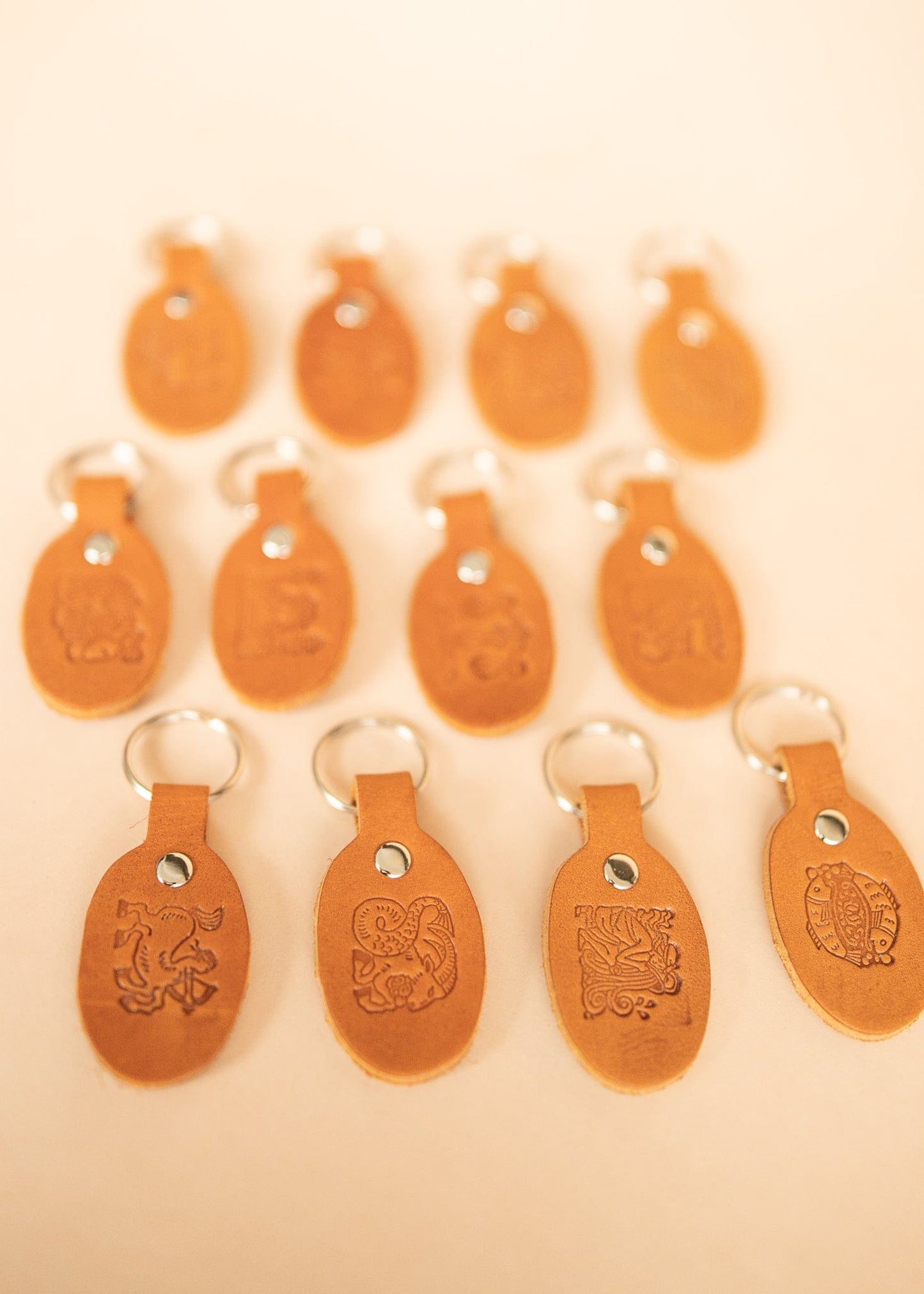 The Real McCaul Leathergoods Keyring Keyring - Zodiac Horoscope Star Sign - Tan Australian Made Australian Owned Horoscope Zodiac Star Sign Keyring Leather Made in Australia