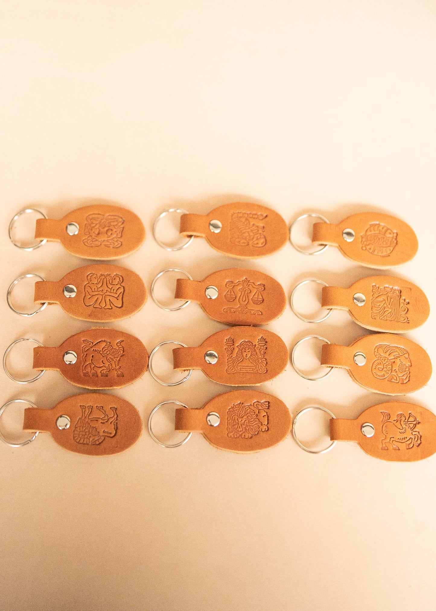 The Real McCaul Leathergoods Keyring Keyring - Zodiac Horoscope Star Sign - Tan Australian Made Australian Owned Horoscope Zodiac Star Sign Keyring Leather Made in Australia
