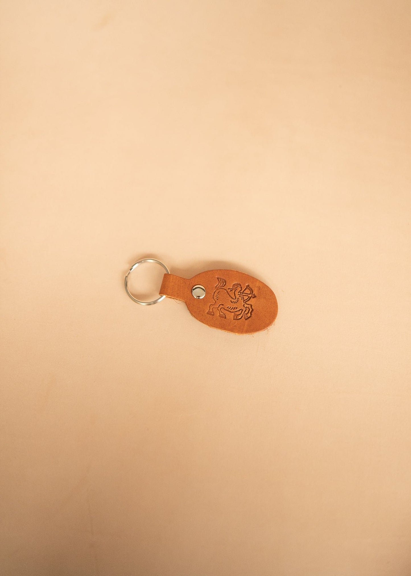The Real McCaul Leathergoods Keyring Sagittarius Keyring - Zodiac Horoscope Star Sign - Tan Australian Made Australian Owned Horoscope Zodiac Star Sign Keyring Leather Made in Australia