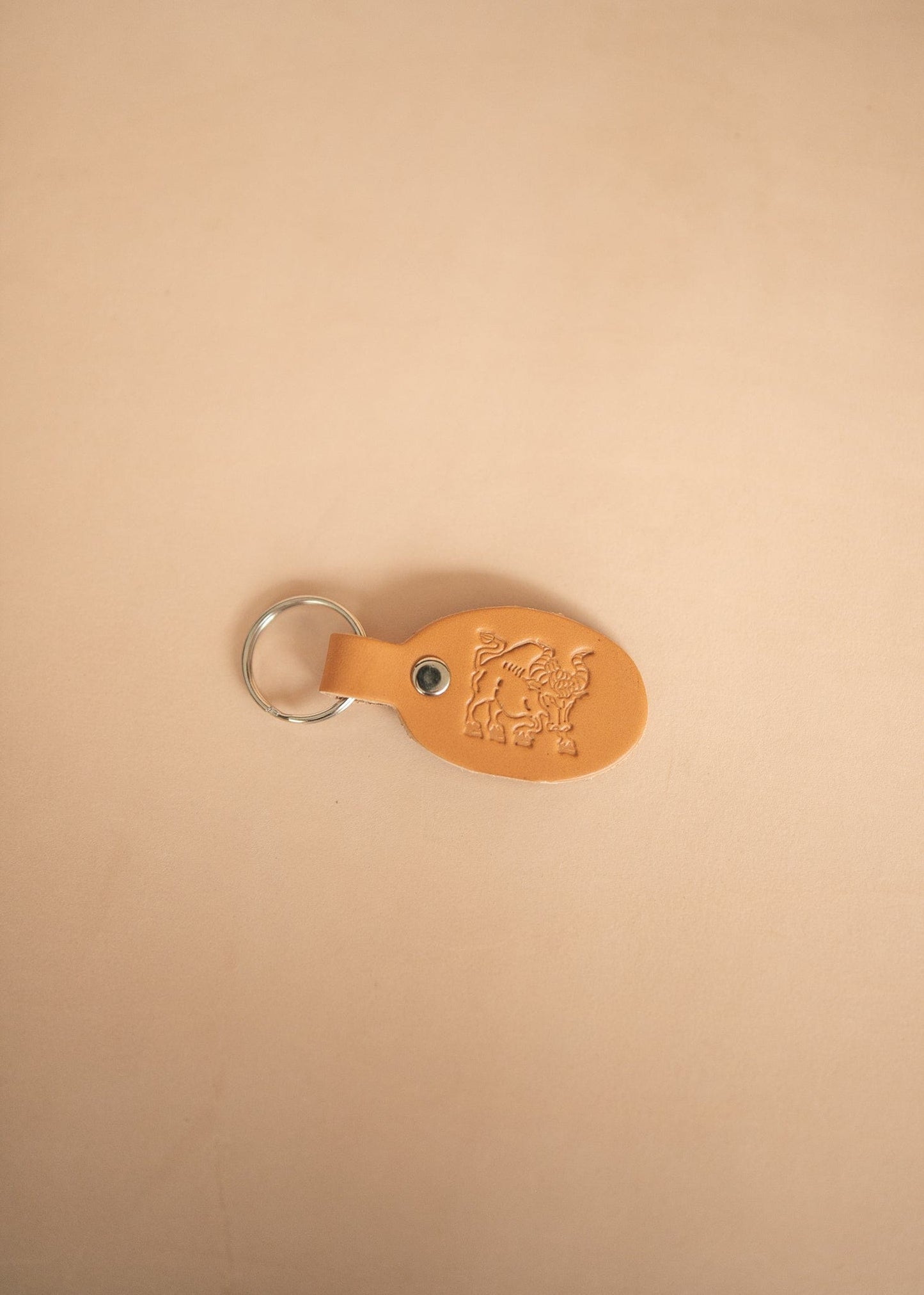 The Real McCaul Leathergoods Keyring Taurus Keyring - Zodiac Horoscope Star Sign - Natural Australian Made Australian Owned Horoscope Zodiac Star Sign Keyring Leather Made in Australia