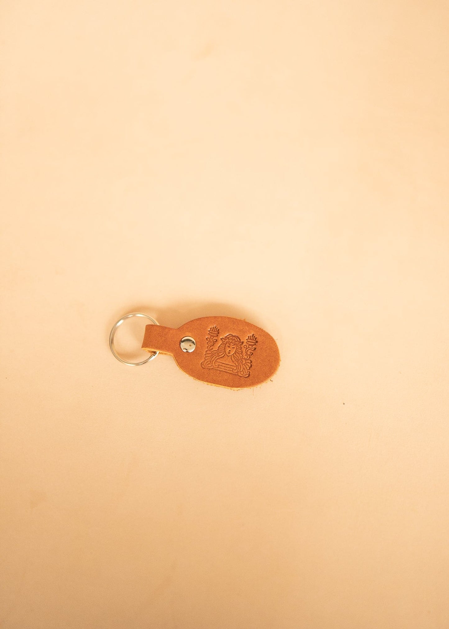 The Real McCaul Leathergoods Keyring Virgo Keyring - Zodiac Horoscope Star Sign - Tan Australian Made Australian Owned Horoscope Zodiac Star Sign Keyring Leather Made in Australia