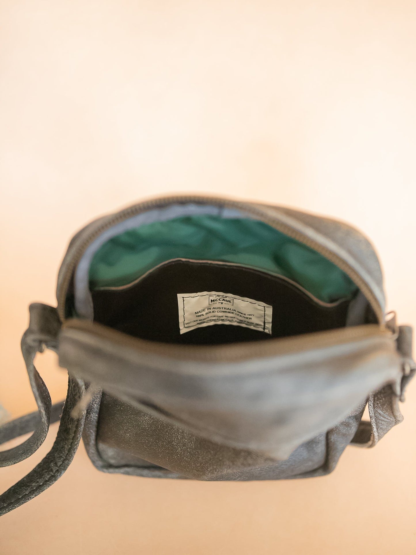 The Real McCaul Leathergoods Manbag Charlie Satchel Sidebag - Cowhide Australian Made Australian Owned Charlie Leather Sidebag Satchel Man Bag- Made In Australia