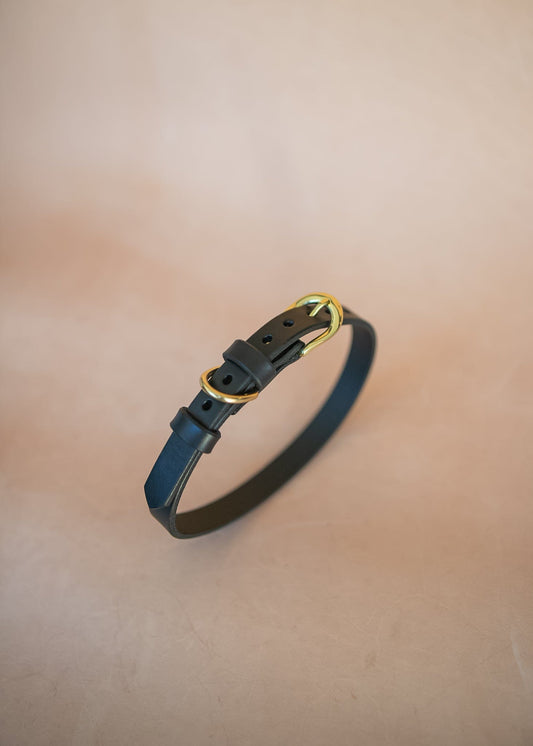 The Real McCaul Leathergoods Pet Collars & Harnesses Classic Dog Collar - 18mm - Black Australian Made Australian Owned Leather Dog Collar with Brass Fittings- Australian Made