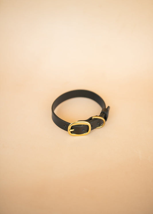 The Real McCaul Leathergoods Pet Collars & Harnesses Classic Dog Collar - 25mm - Black Australian Made Australian Owned Leather Dog Collar with Brass Fittings- Australian Made