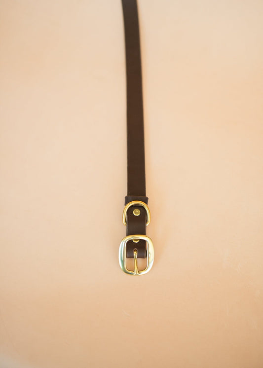 The Real McCaul Leathergoods Pet Collars & Harnesses Classic Dog Collar - 25mm - Dark Brown Australian Made Australian Owned Leather Dog Collar with Brass Fittings- Australian Made