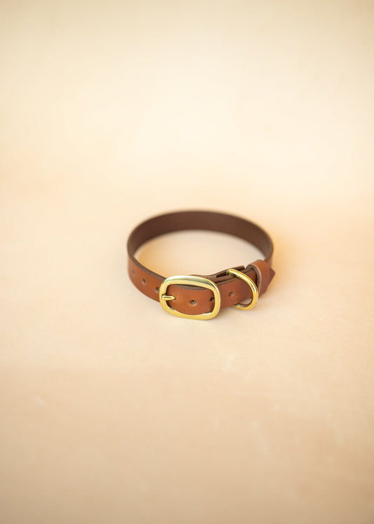 The Real McCaul Leathergoods Pet Collars & Harnesses Classic Dog Collar - 25mm - Tan Australian Made Australian Owned Leather Dog Collar with Brass Fittings- Australian Made