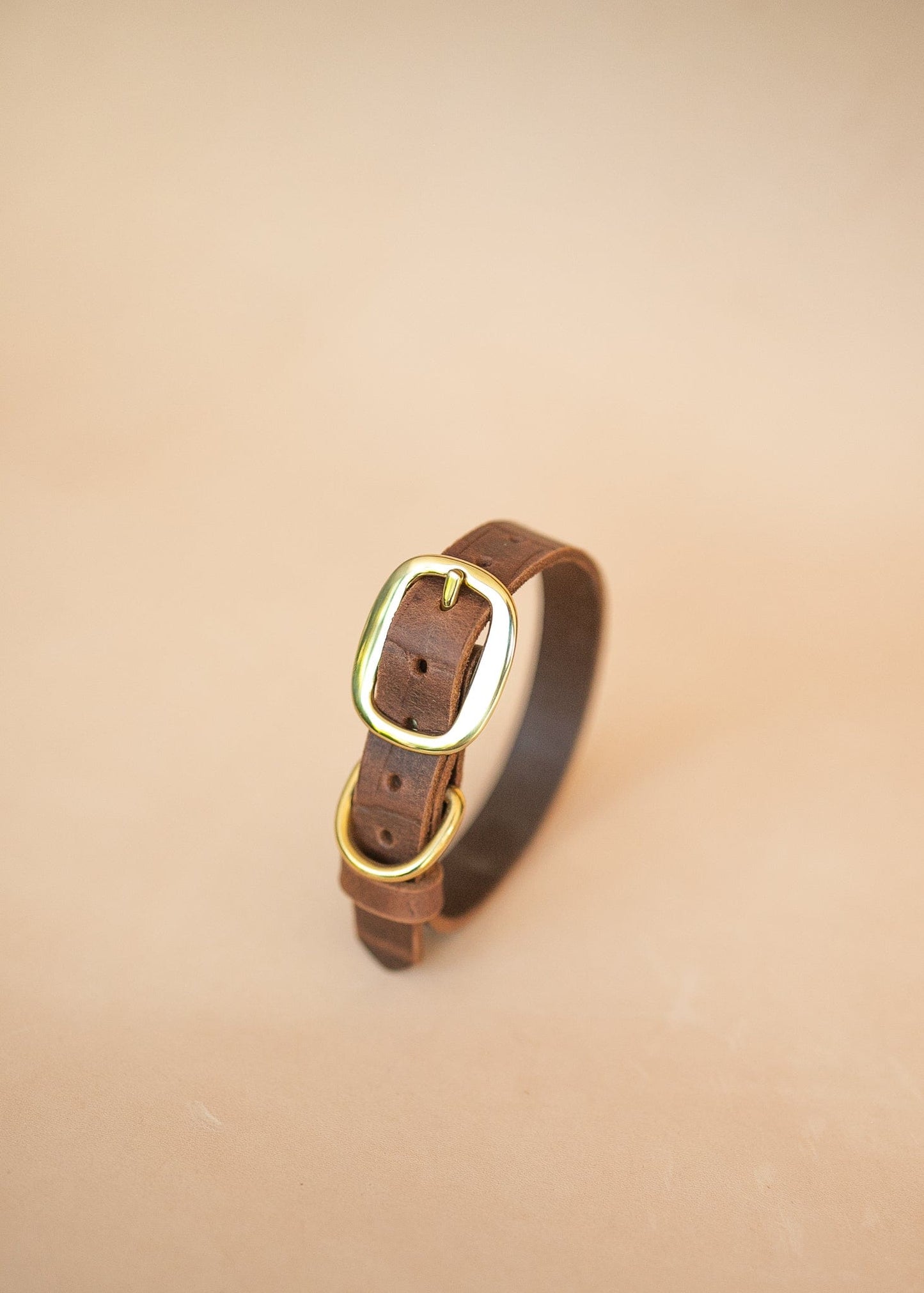 The Real McCaul Leathergoods Pet Collars & Harnesses Dog Collar - Croc Print - 25mm - Vintage Brown Australian Made Australian Owned Leather Dog Collar with Brass Fittings- Australian Made