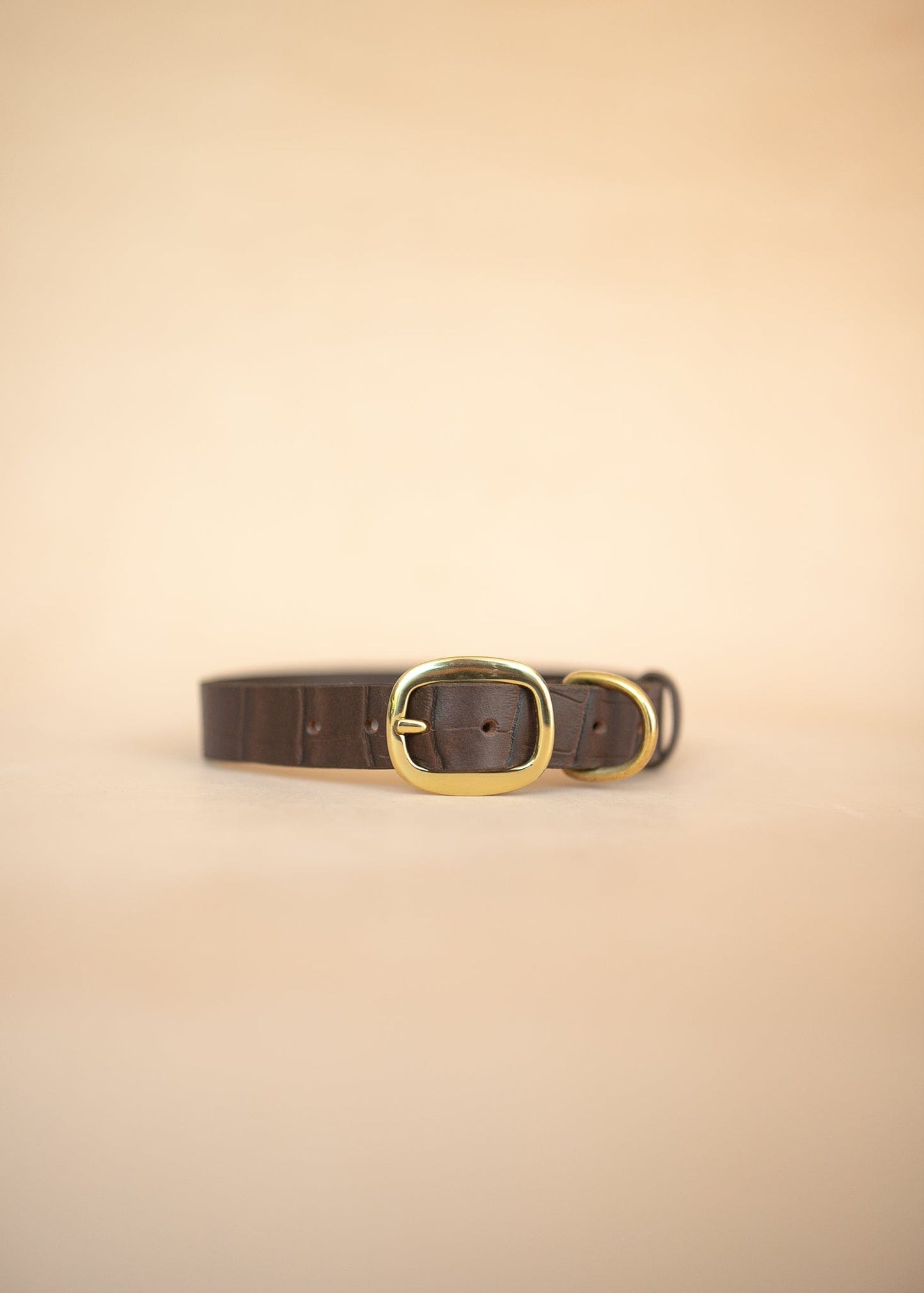 The Real McCaul Leathergoods Pet Collars & Harnesses Embossed Dog Collar - Croc Print - 25mm - Dark Brown Australian Made Australian Owned Leather Dog Collar with Brass Fittings- Australian Made