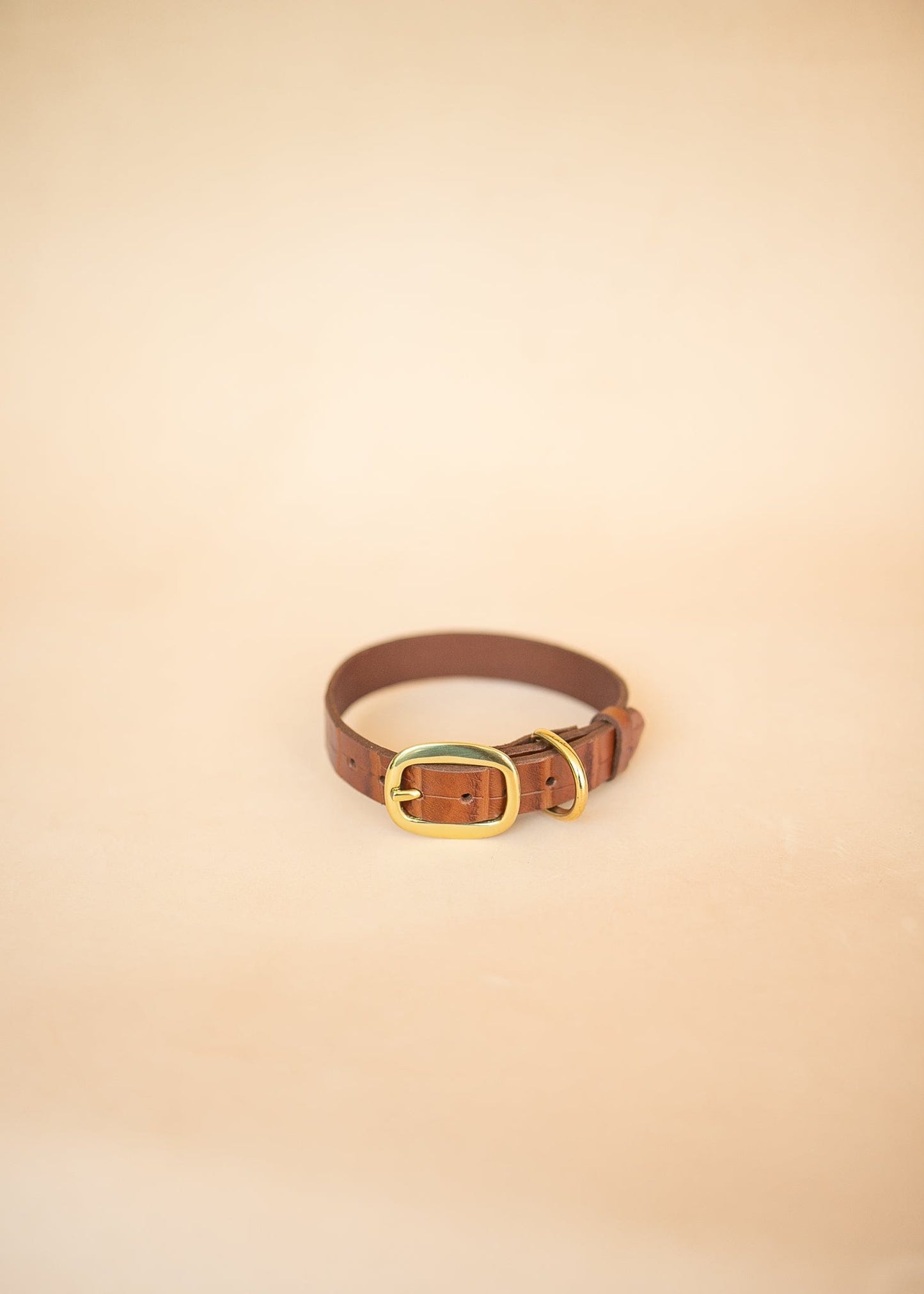 The Real McCaul Leathergoods Pet Collars & Harnesses Embossed Dog Collar - Croc Print - 25mm - Tan Australian Made Australian Owned Leather Dog Collar with Brass Fittings- Australian Made