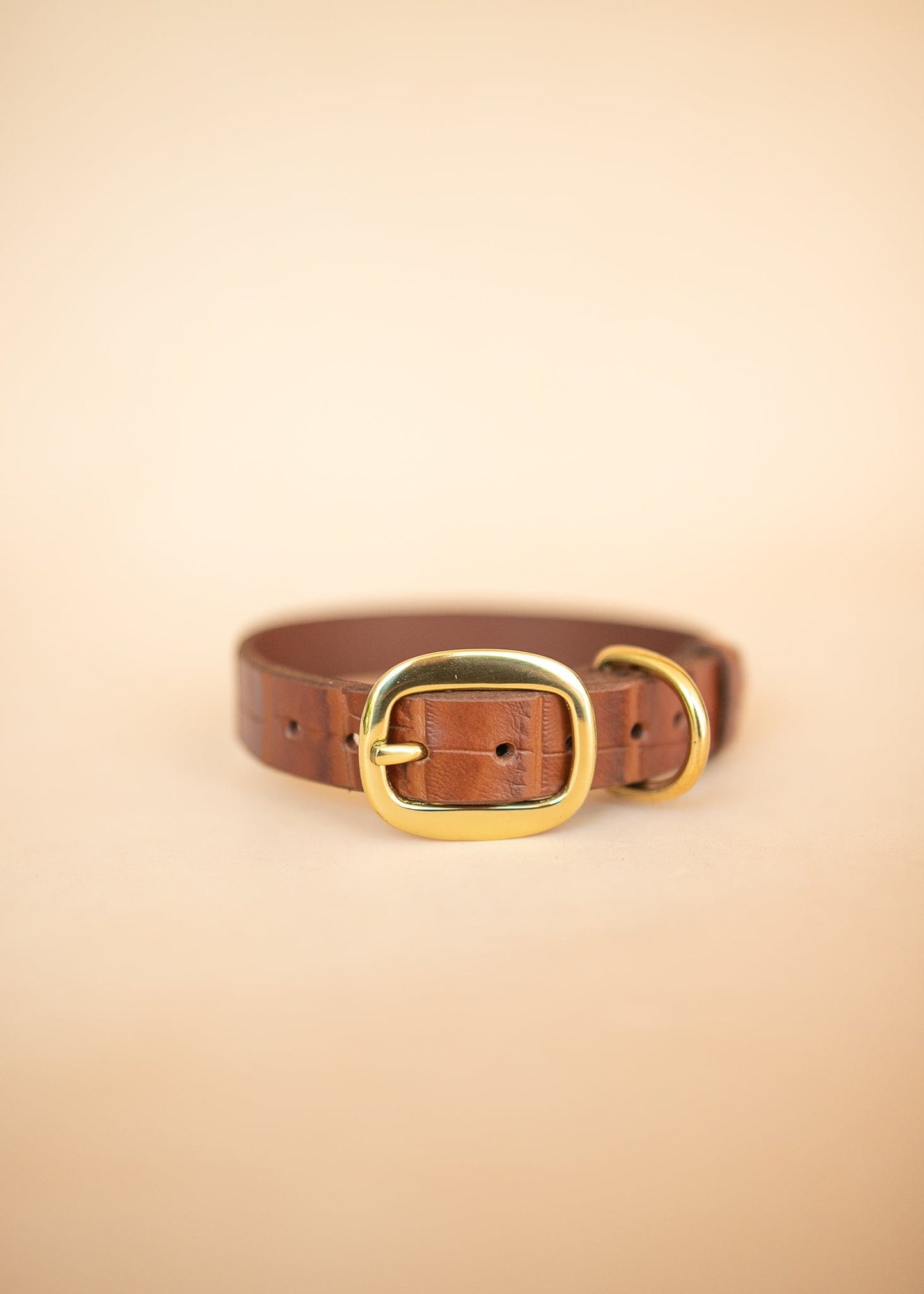 The Real McCaul Leathergoods Pet Collars & Harnesses Embossed Dog Collar - Croc Print - 25mm - Tan Australian Made Australian Owned Leather Dog Collar with Brass Fittings- Australian Made