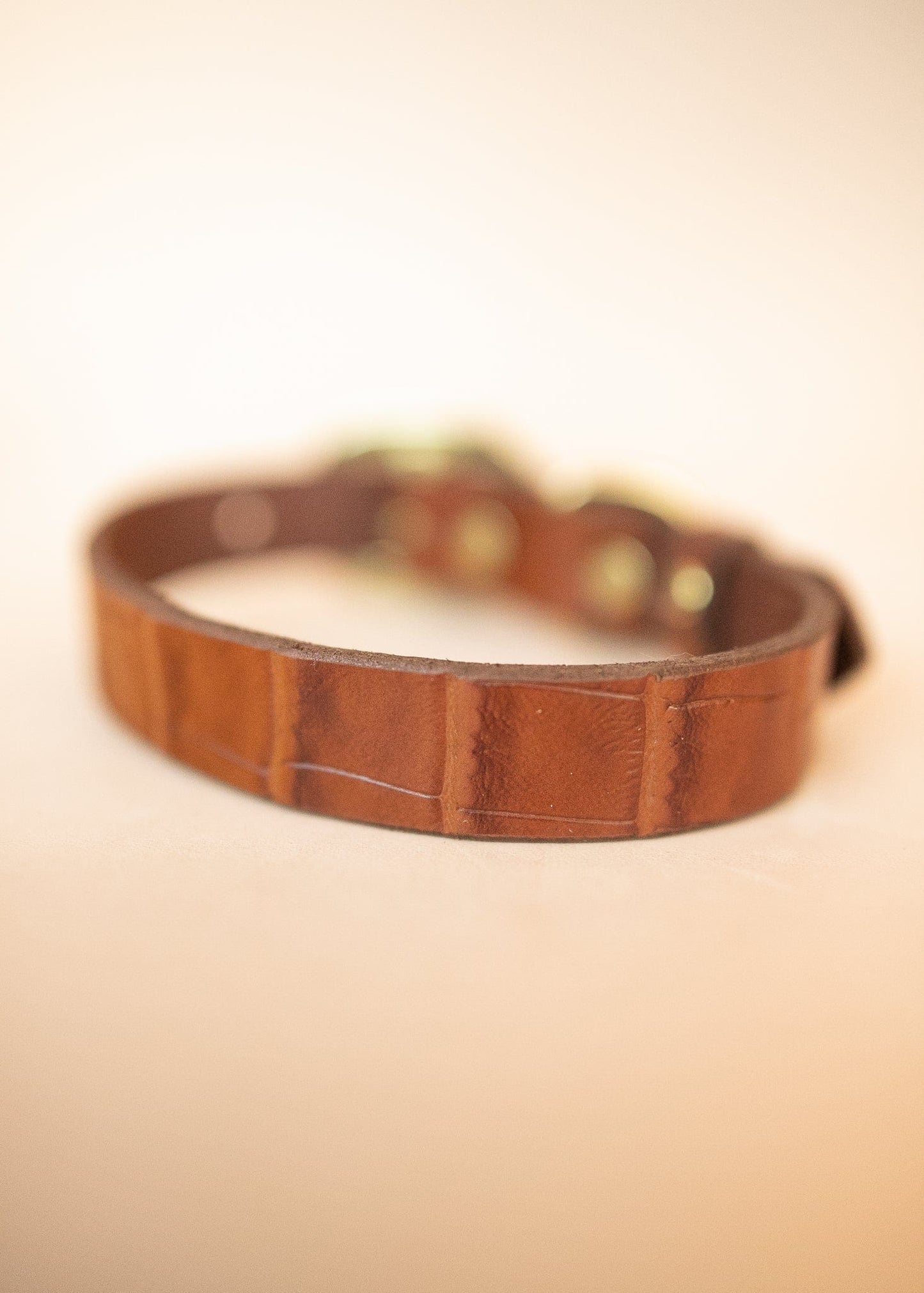 The Real McCaul Leathergoods Pet Collars & Harnesses Embossed Dog Collar - Croc Print - 25mm - Tan Australian Made Australian Owned Leather Dog Collar with Brass Fittings- Australian Made