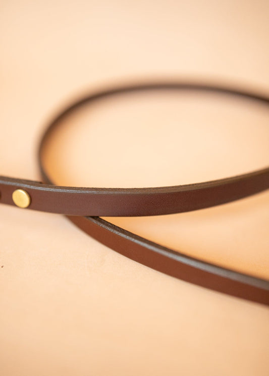 The Real McCaul Leathergoods Pet Leashes Narrow Dog Leash - Burgundy Australian Made Australian Owned Leather Dog Lead or Leash - HandMade In Australia- Brass Fittings