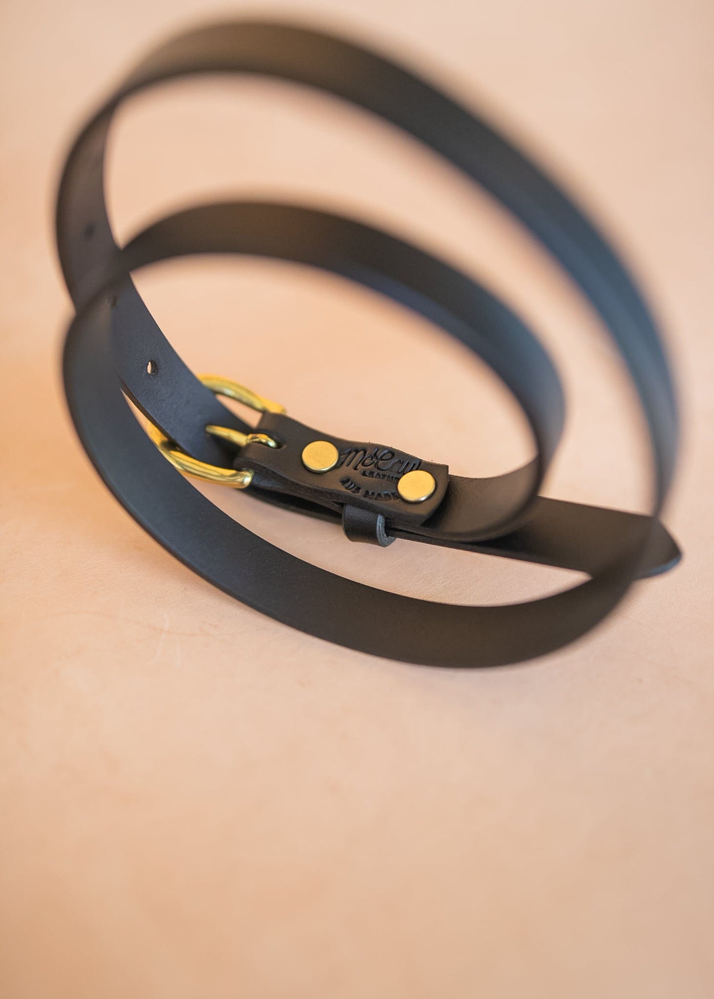 The Real McCaul Leathergoods Plain Narrow 20mm Belt - Black Australian Made Australian Owned Solid Leather Narrow Belt Made In Australia - 20mm - Black