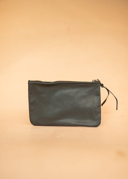 The Real McCaul Leathergoods Purses Clementine Clutch - Cowhide - Black Australian Made Australian Owned Clementine Leather Clutch- Made In Australia YKK Zips