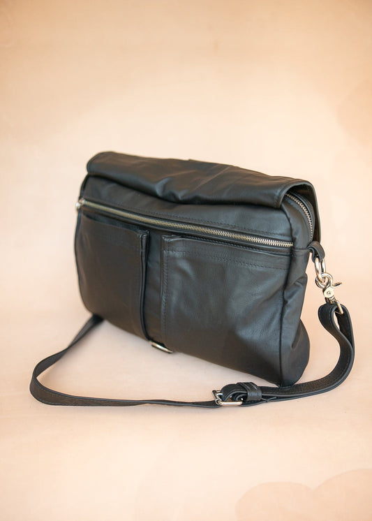 The Real McCaul Leathergoods Shoulder Bags Jack Satchel - Cowhide - Black Australian Made Australian Owned Jack Laptop Leather Travel Satchel Briefcase- Made In Australia