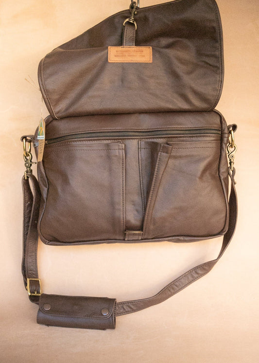 The Real McCaul Leathergoods Shoulder Bags Jack Satchel - Cowhide - Chestnut Australian Made Australian Owned Jack Laptop Leather Travel Satchel Briefcase- Made In Australia