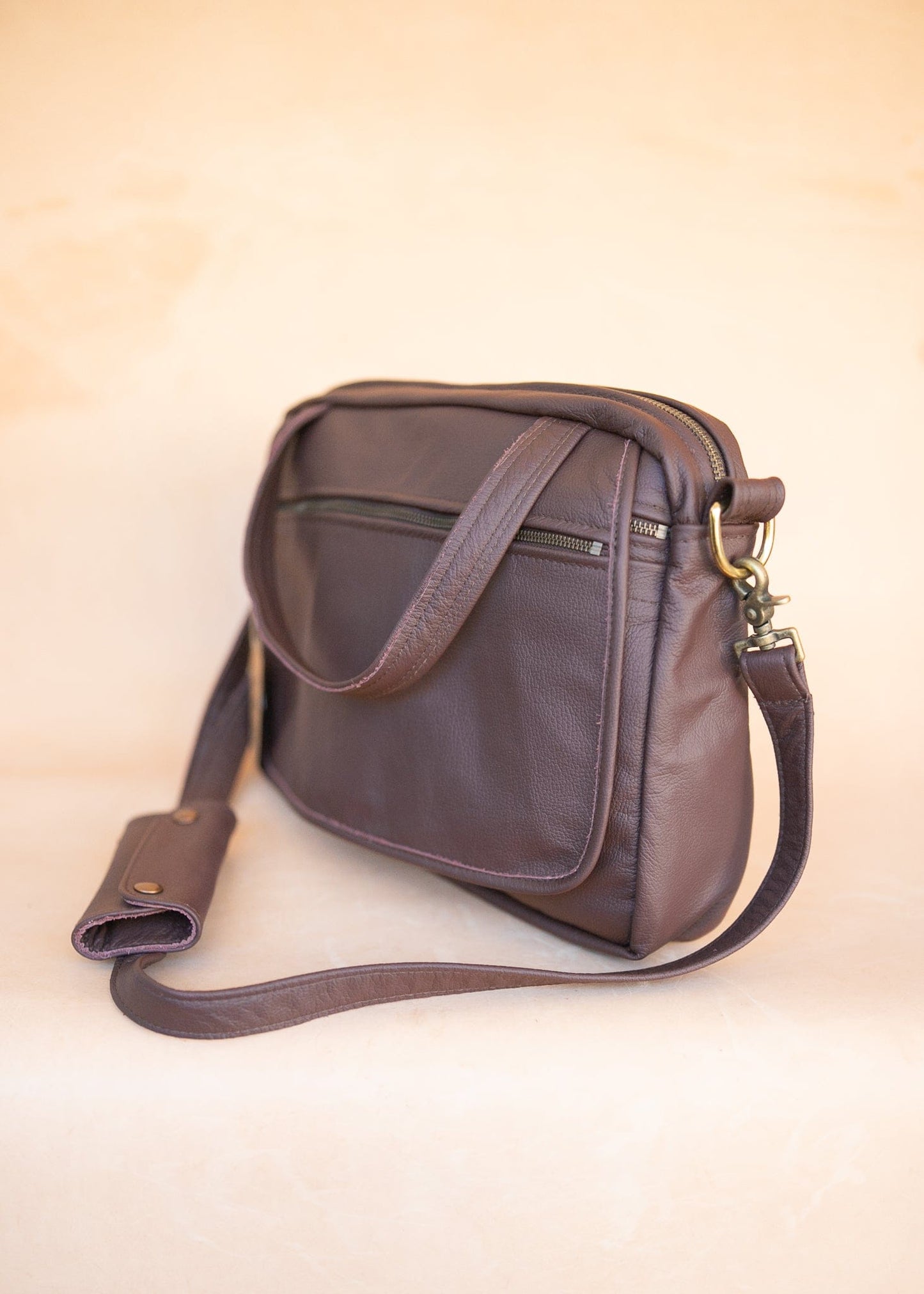 The Real McCaul Leathergoods Shoulder Bags Jack Satchel - Cowhide - Plum Australian Made Australian Owned Jack Laptop Leather Travel Satchel Briefcase- Made In Australia