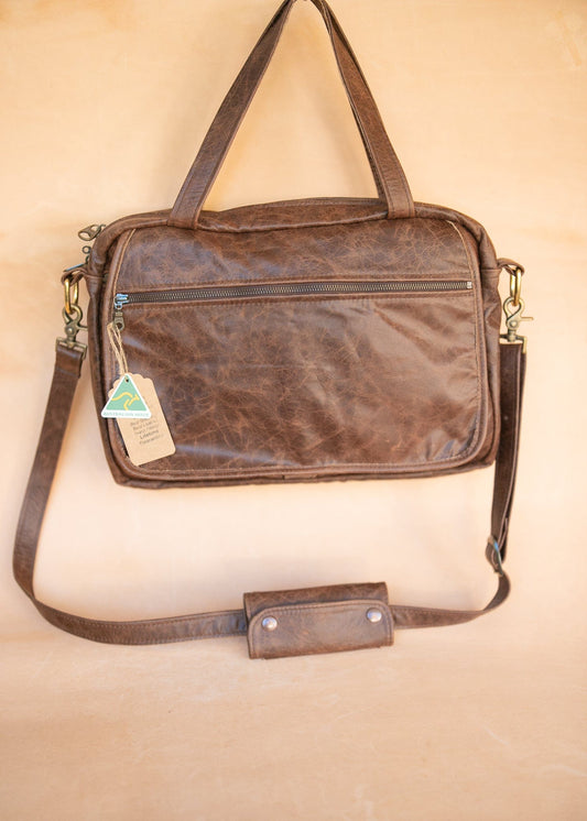 The Real McCaul Leathergoods Shoulder Bags Jack Satchel - Cowhide - Premium Marble Brown Australian Made Australian Owned Jack Laptop Leather Travel Satchel Briefcase- Made In Australia