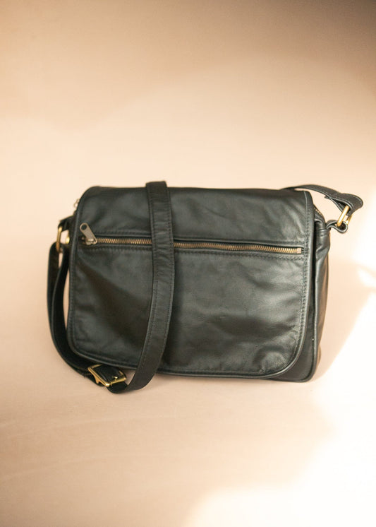 The Real McCaul Leathergoods Shoulder Bags Zeuss Satchel - Cowhide - Black Australian Made Australian Owned Men's Leather Satchel Made In Australia- Laptop/iPad