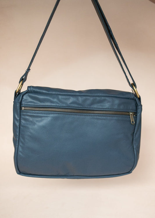 The Real McCaul Leathergoods Shoulder Bags Zeuss Satchel - Cowhide - Navy Blue Australian Made Australian Owned Men's Leather Satchel Made In Australia- Laptop/iPad