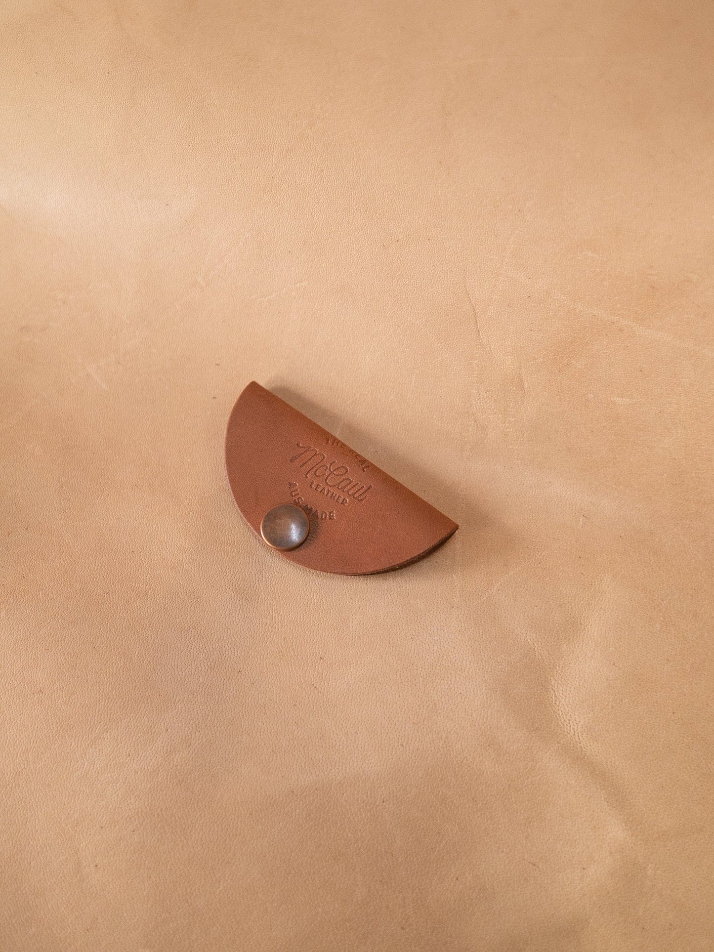 The Real McCaul Leathergoods Tan Headphone/Cord Holder Australian Made Australian Owned