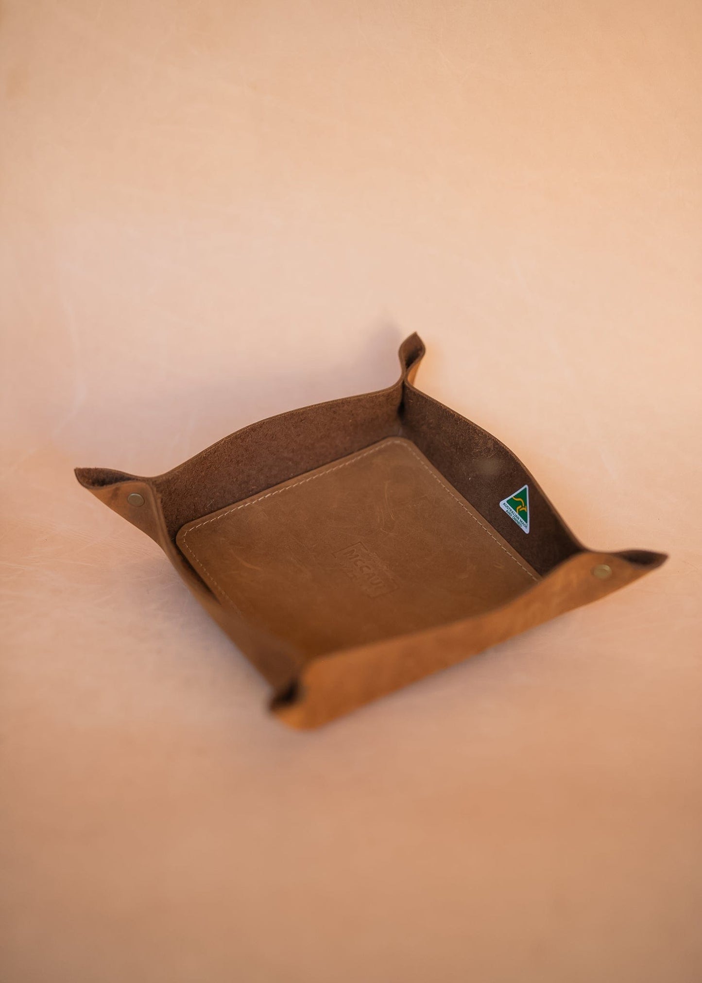 The Real McCaul Leathergoods Vintage Brown / Mini Valet Tray Catch All Holder Australian Made Australian Owned Valet Tray Catch All Holder