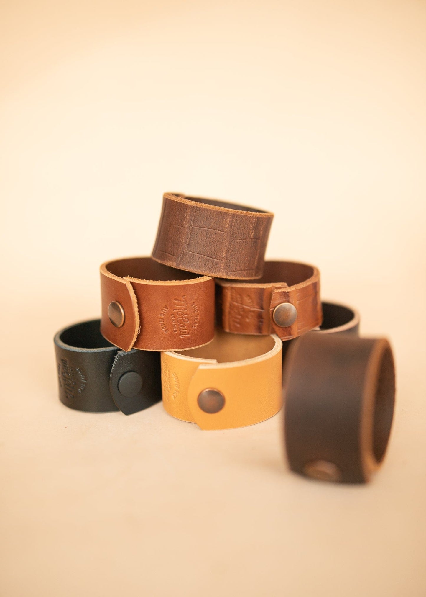 The Real McCaul Leathergoods Wide Leather Wristband - 38mm Australian Made Australian Owned Wide Leather Wristband - 38mm