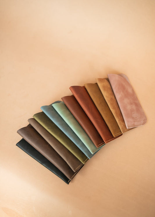 The Real McCaul Purses Glasses Case Slip Australian Made Australian Owned Leather Glasses Case Slip Pouch Handmade in Australia