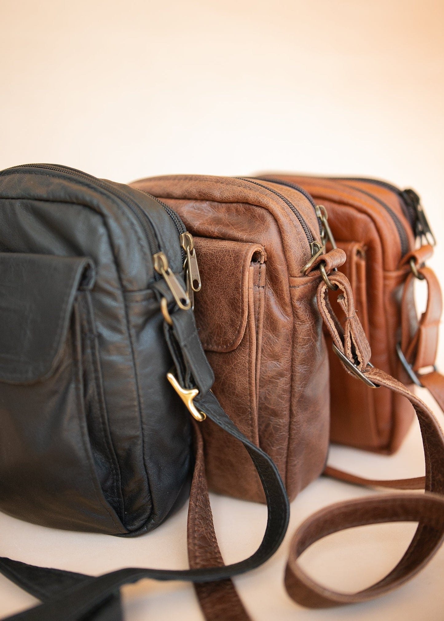 The Real McCaul Shoulder Bags The Darren Bag - Cowhide - Black Australian Made Australian Owned Large Men's Organiser Man Bag Leather Made In Australia