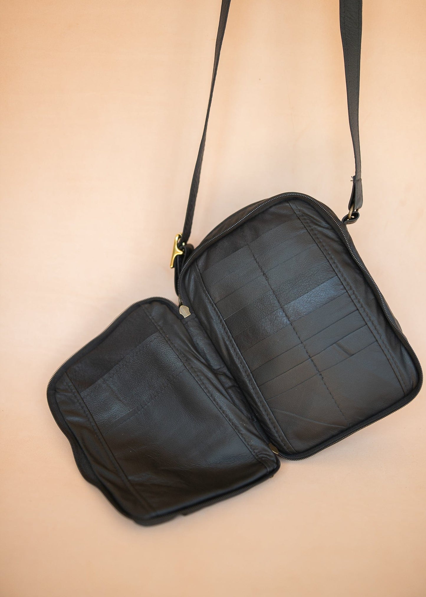 The Real McCaul Shoulder Bags The Darren Bag - Cowhide - Black Australian Made Australian Owned Large Men's Organiser Man Bag Leather Made In Australia