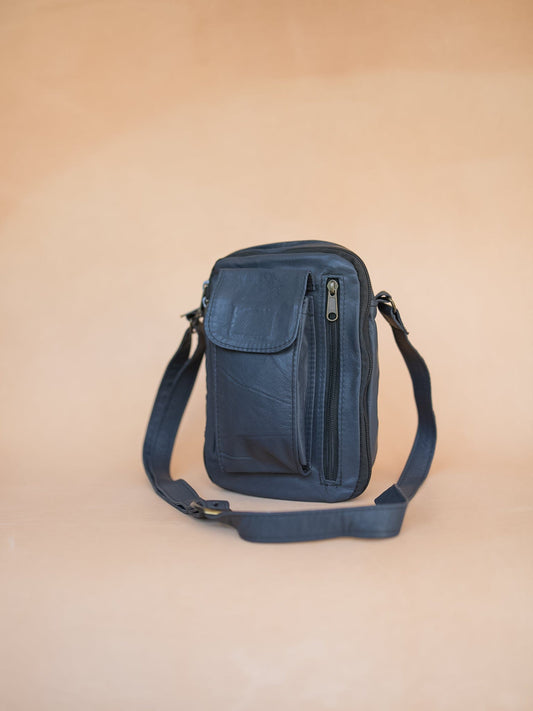 The Real McCaul Shoulder Bags The Darren Bag - Cowhide - Navy Australian Made Australian Owned Large Men's Organiser Man Bag Leather Made In Australia