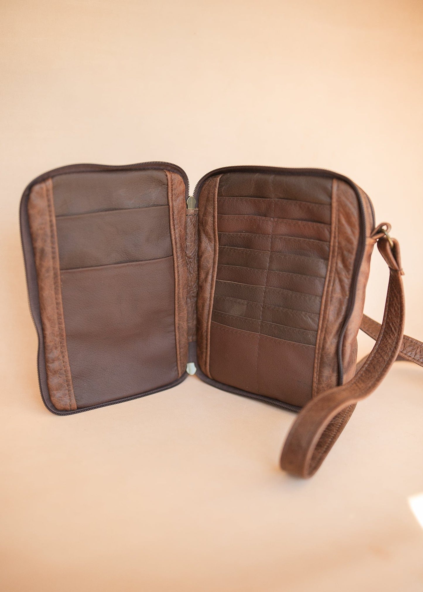 The Real McCaul Shoulder Bags The Darren Man Bag - Cowhide - Premium Marble Brown Australian Made Australian Owned Large Men's Organiser Man Bag Leather Made In Australia