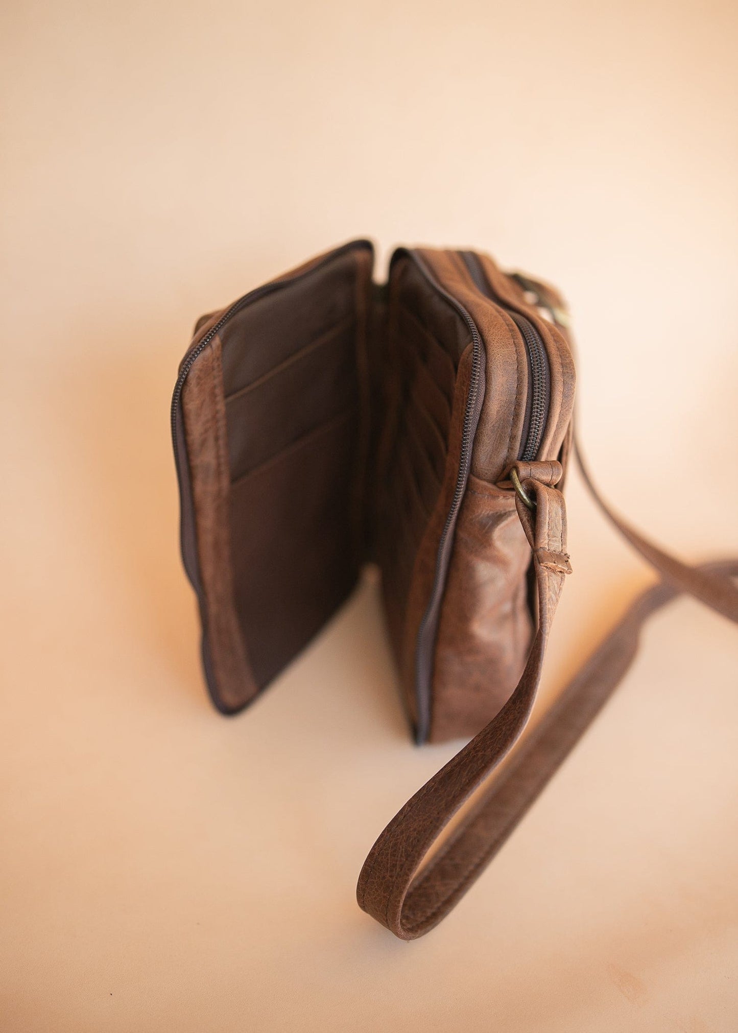 The Real McCaul Shoulder Bags The Darren Man Bag - Cowhide - Premium Marble Brown Australian Made Australian Owned Large Men's Organiser Man Bag Leather Made In Australia