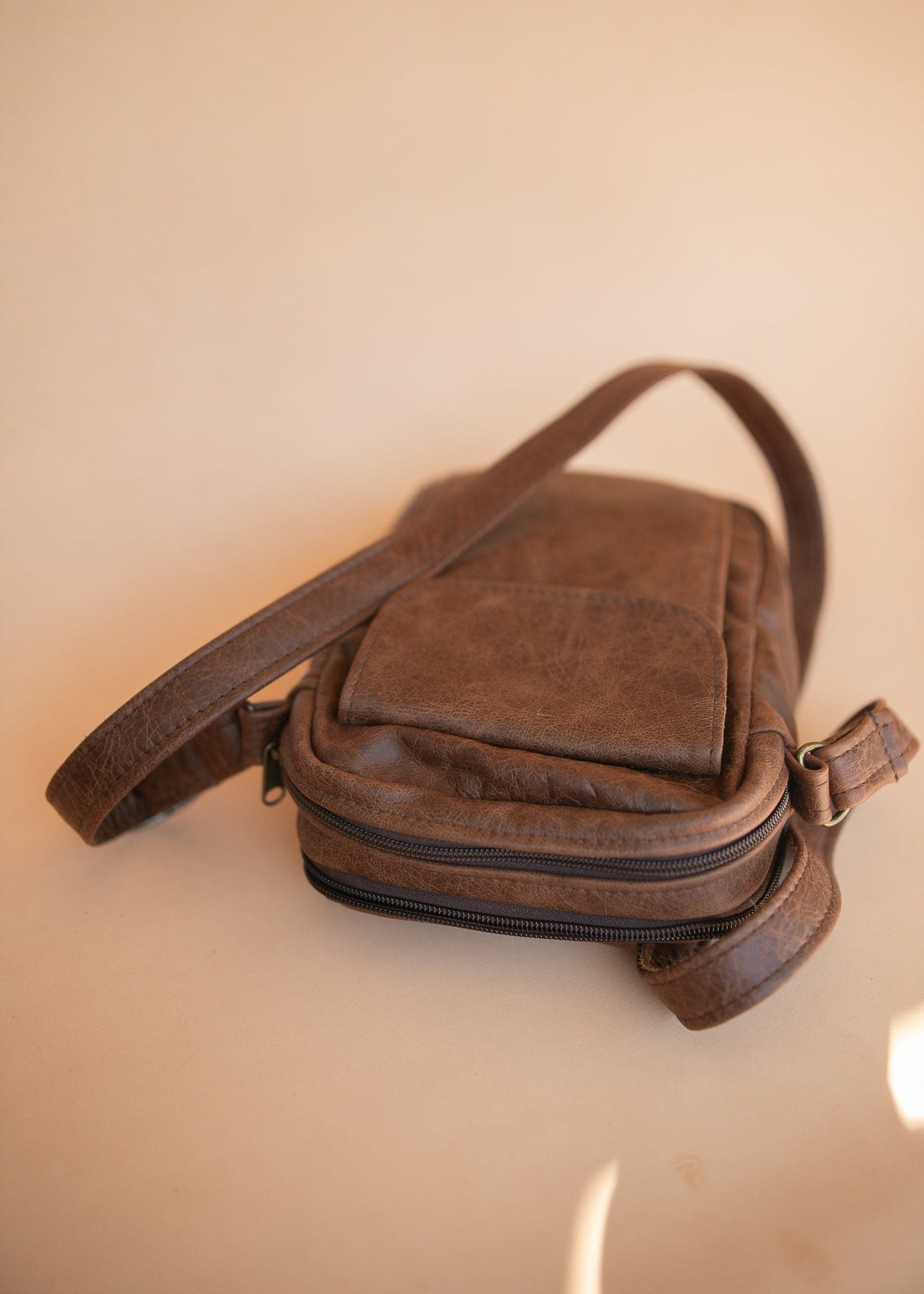 The Real McCaul Shoulder Bags The Darren Man Bag - Cowhide - Premium Marble Brown Australian Made Australian Owned Large Men's Organiser Man Bag Leather Made In Australia