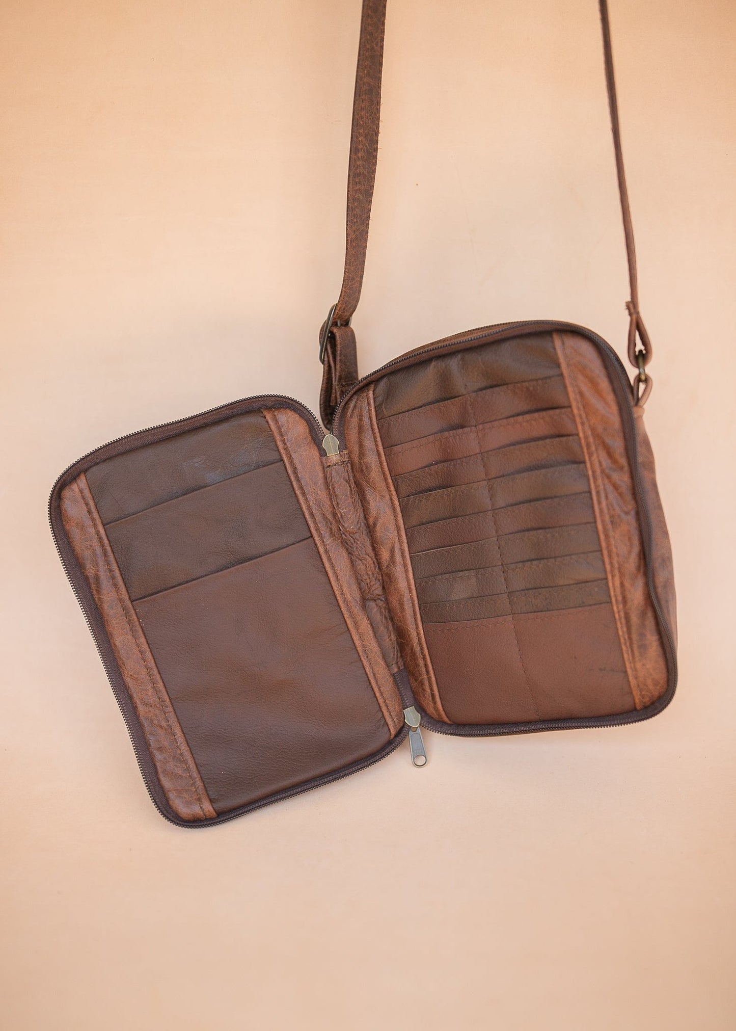 The Real McCaul Shoulder Bags The Darren Man Bag - Cowhide - Premium Marble Brown Australian Made Australian Owned Large Men's Organiser Man Bag Leather Made In Australia