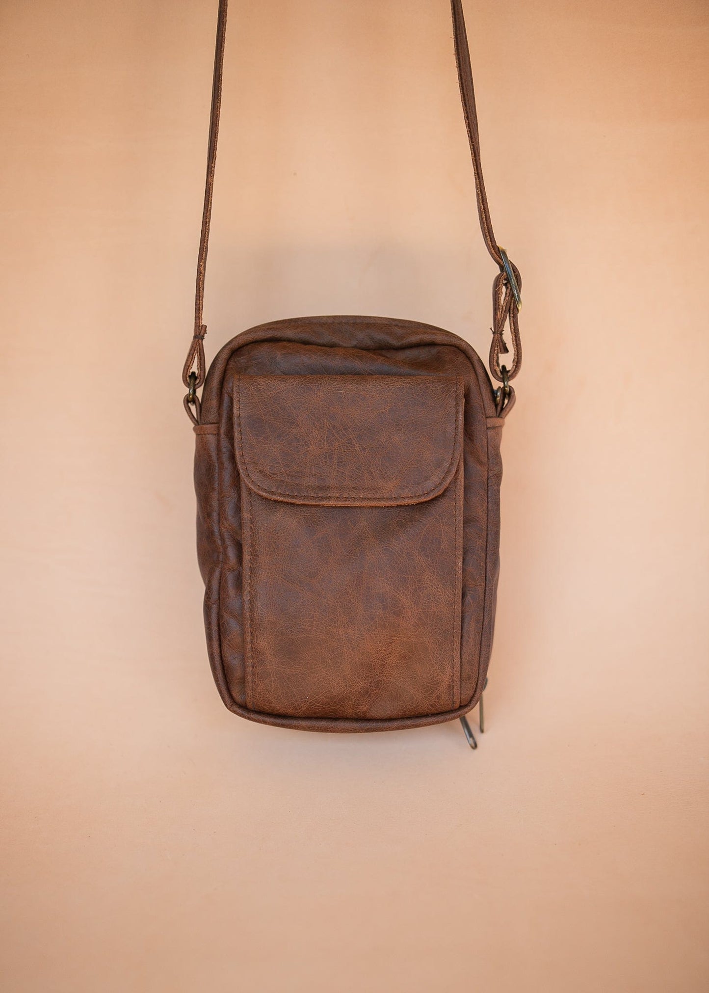 The Real McCaul Shoulder Bags The Darren Man Bag - Cowhide - Premium Marble Brown Australian Made Australian Owned Large Men's Organiser Man Bag Leather Made In Australia