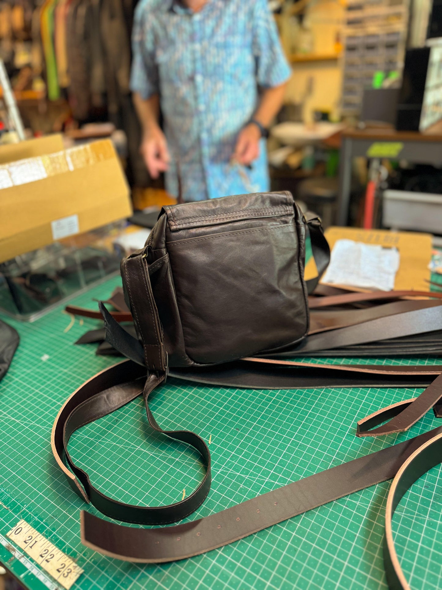 The Real McCaul Shoulder Bags The Pat Manbag Australian Made Australian Owned Australian Made Leather Manbag in Kangaroo or Cowhide Leather