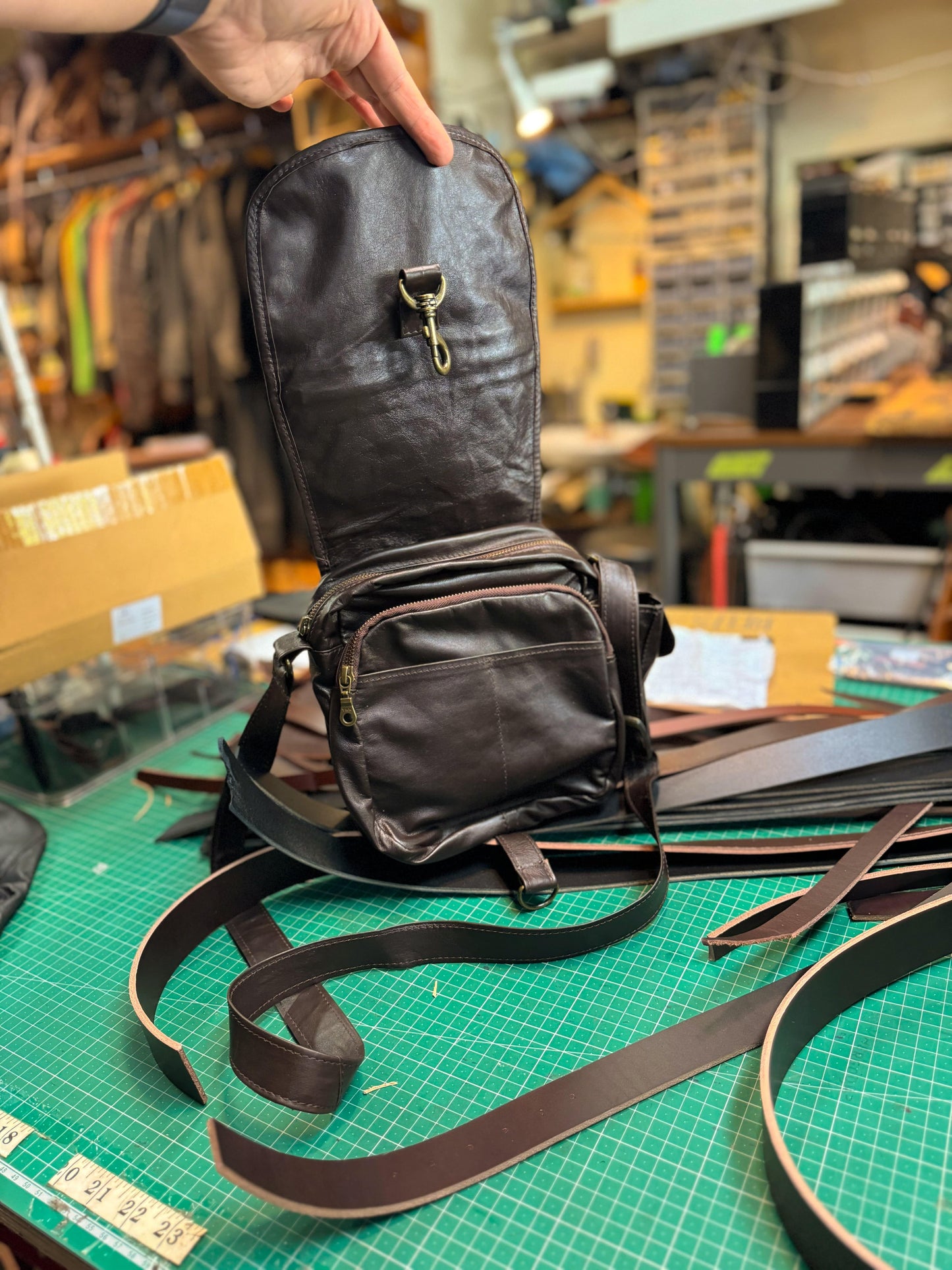 The Real McCaul Shoulder Bags The Pat Manbag Australian Made Australian Owned Australian Made Leather Manbag in Kangaroo or Cowhide Leather