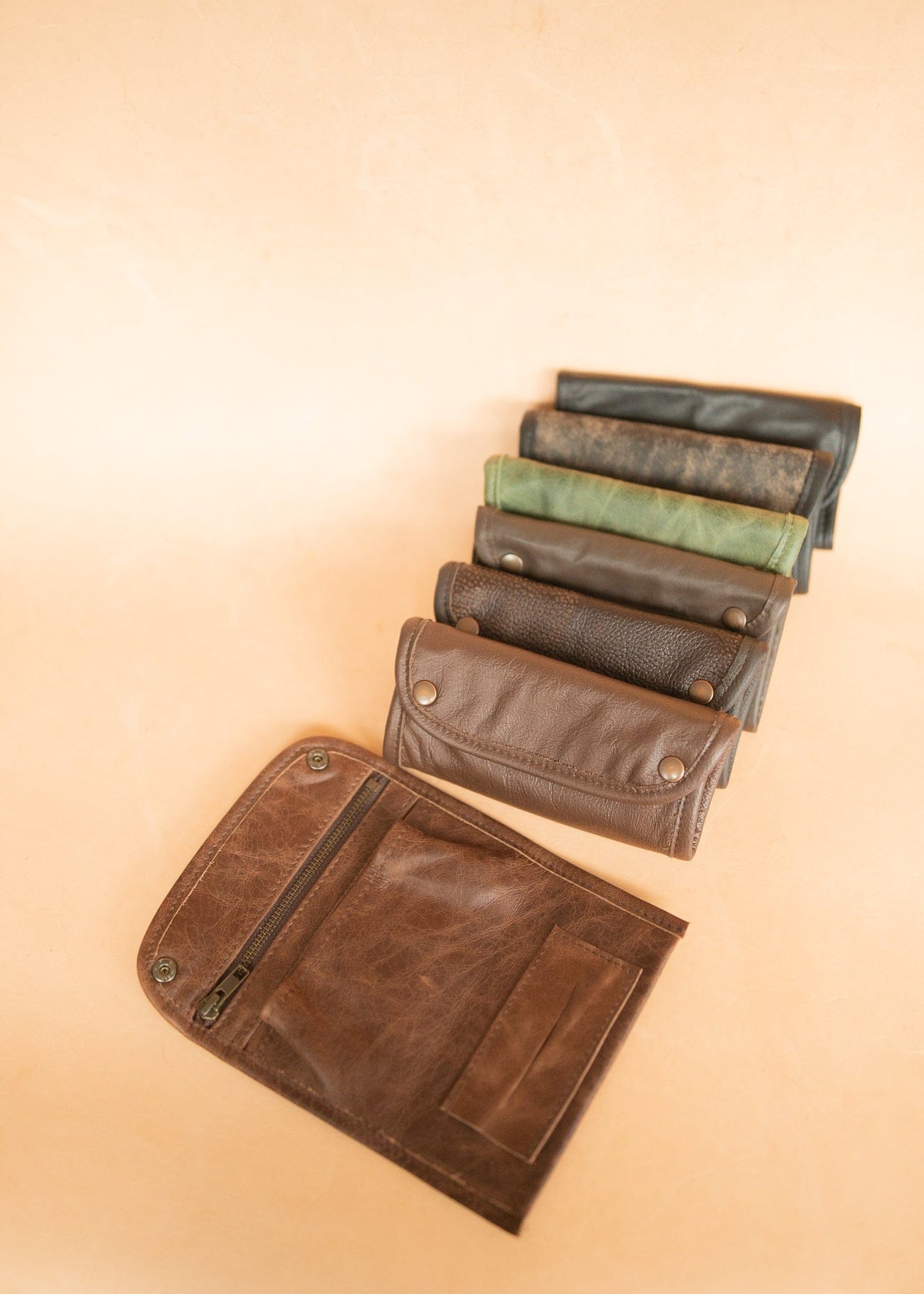 The Real McCaul Tobacco Pouches Tri Fold Tobacco Pouch - Cowhide Australian Made Australian Owned Leather Tobacco Pouch Australian Made Kangaroo & Cowhide Leather