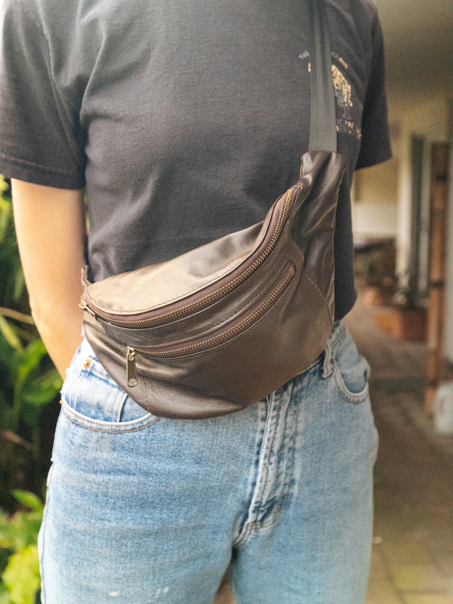 The Real McCaul Travel Bag Classic Bum Bag - Medium - Kangaroo Australian Made Australian Owned Leather Bum Bag Handmade in Australia Kangaroo & Cowhide