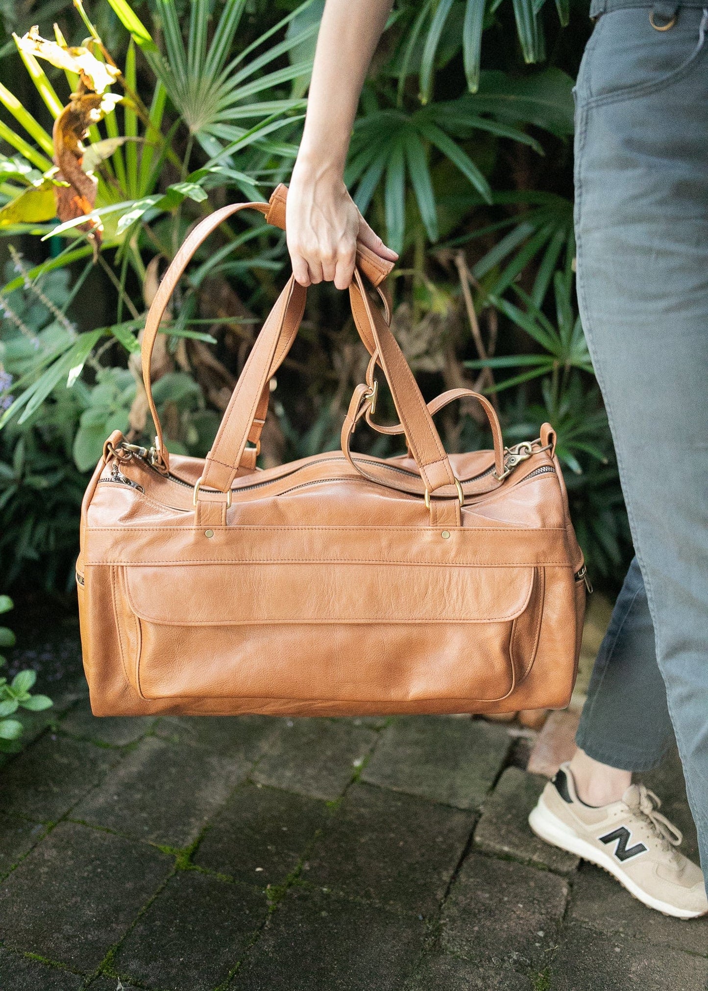 The Real McCaul Travel Bag Classic Overnight Travel Bag - Cowhide - Tan Australian Made Australian Owned Large Overnight Travel Duffel Bag Leather Made in Australia