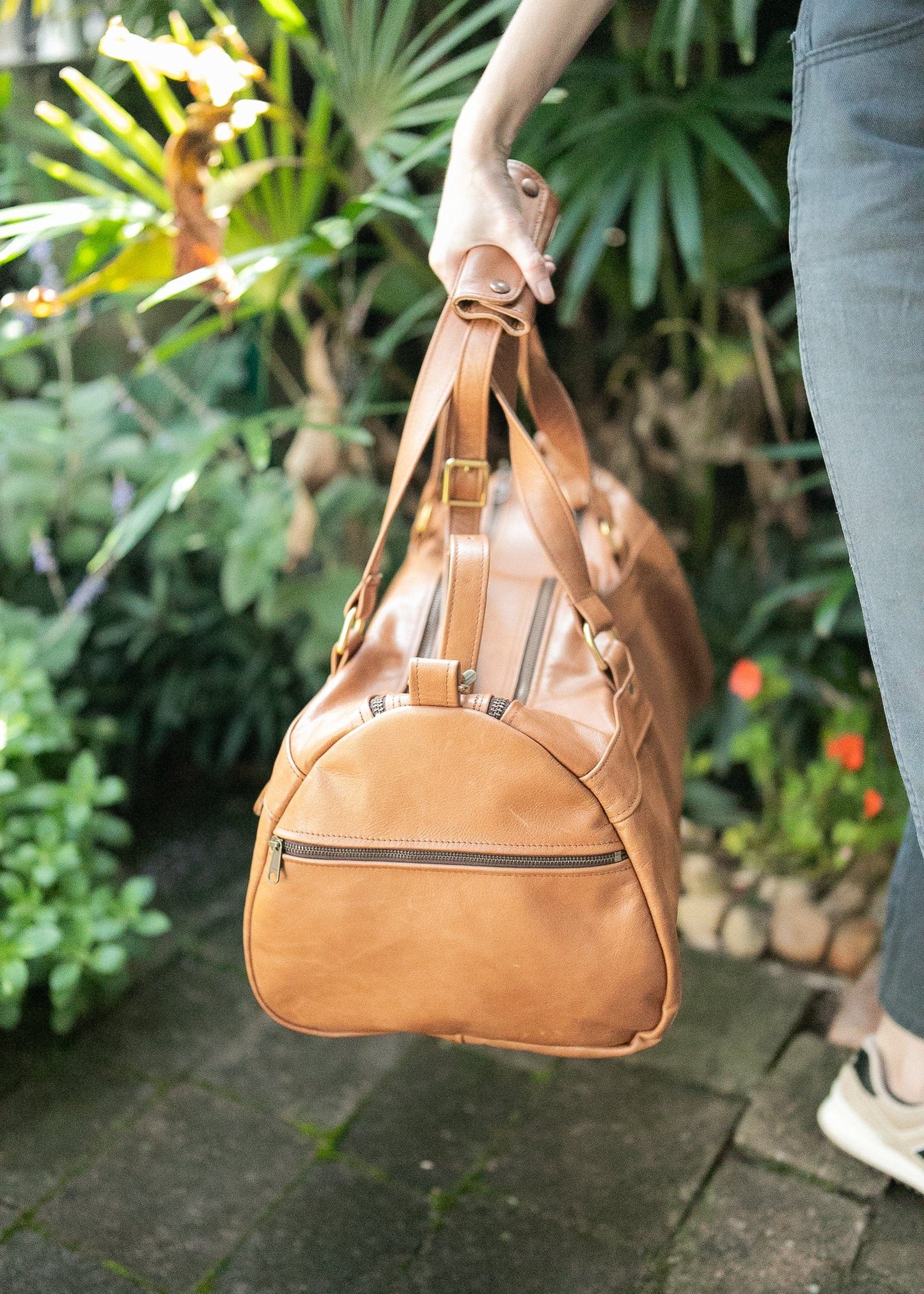The Real McCaul Travel Bag Classic Overnight Travel Bag - Cowhide - Tan Australian Made Australian Owned Large Overnight Travel Duffel Bag Leather Made in Australia